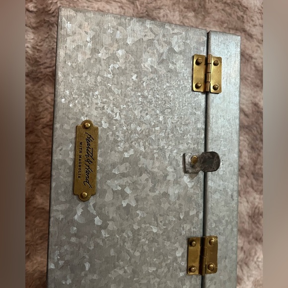 Hearth & Hand Galvanized Metal Recipe Box with Brass-Tone Latch - Picture 5 of 6